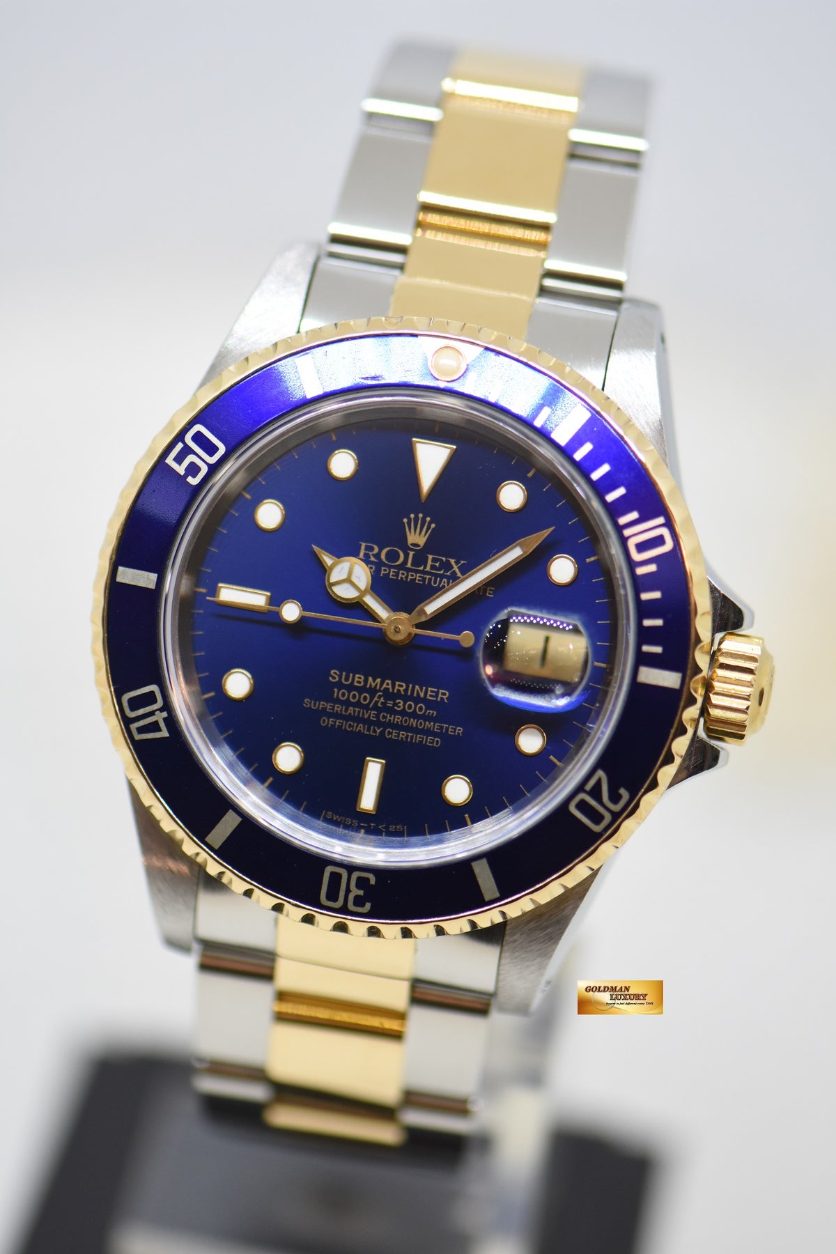 [SOLD] ROLEX OYSTER SUBMARINER 40mm GOLD / STEEL BLUESY TRITIUM DIAL 16613LB (MINT)