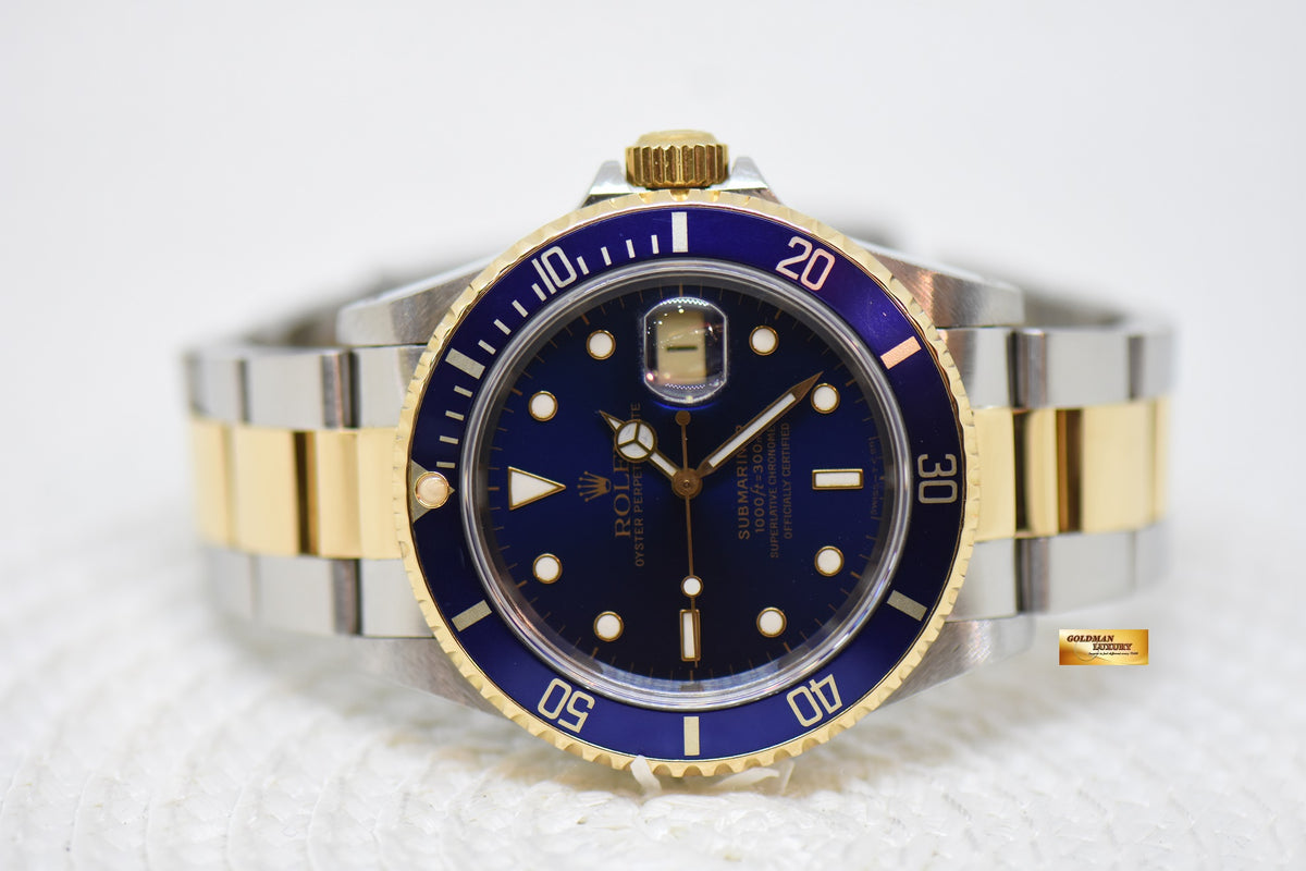 [SOLD] ROLEX OYSTER SUBMARINER 40mm GOLD / STEEL BLUESY TRITIUM DIAL 16613LB (MINT)