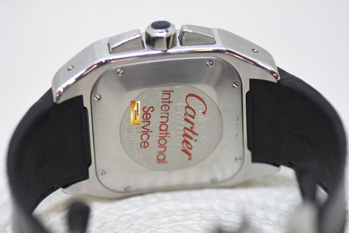 [SOLD] CARTIER SANTOS 100XL HALF-GOLD CHRONOGRAPH IN LEATHER STRAP AUTOMATIC 2740 (MINT)