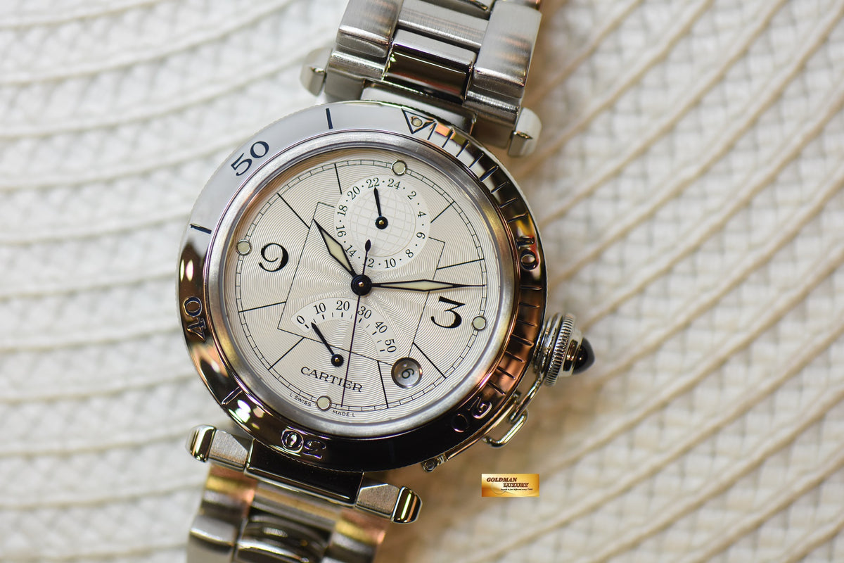 [SOLD] CARTIER PASHA DATE 24HR POWER RESERVE 38mm STEEL IN BRACELET AUTOMATIC 2388 (MINT)