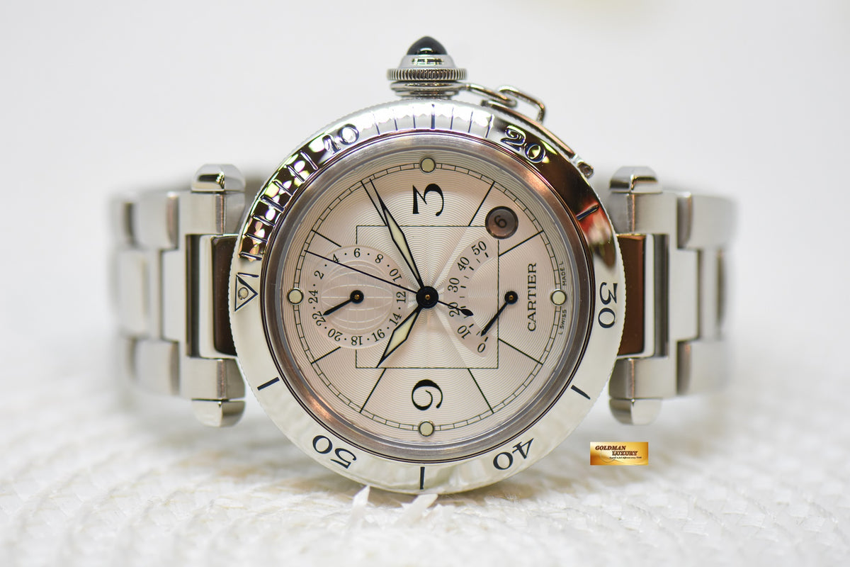 [SOLD] CARTIER PASHA DATE 24HR POWER RESERVE 38mm STEEL IN BRACELET AUTOMATIC 2388 (MINT)