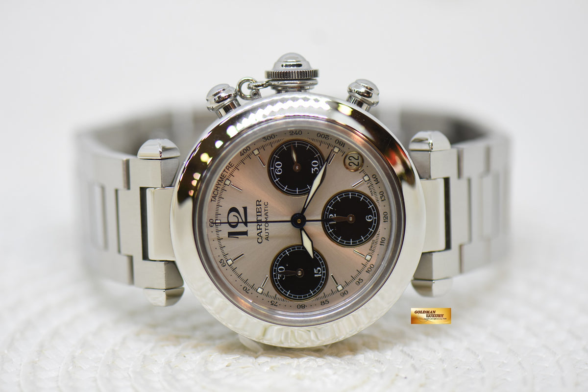 [SOLD] CARTIER PASHA CHRONOGRAPH 36mm STEEL IN BRACELET “PANDA DIAL” AUTOMATIC 2412 (MINT)