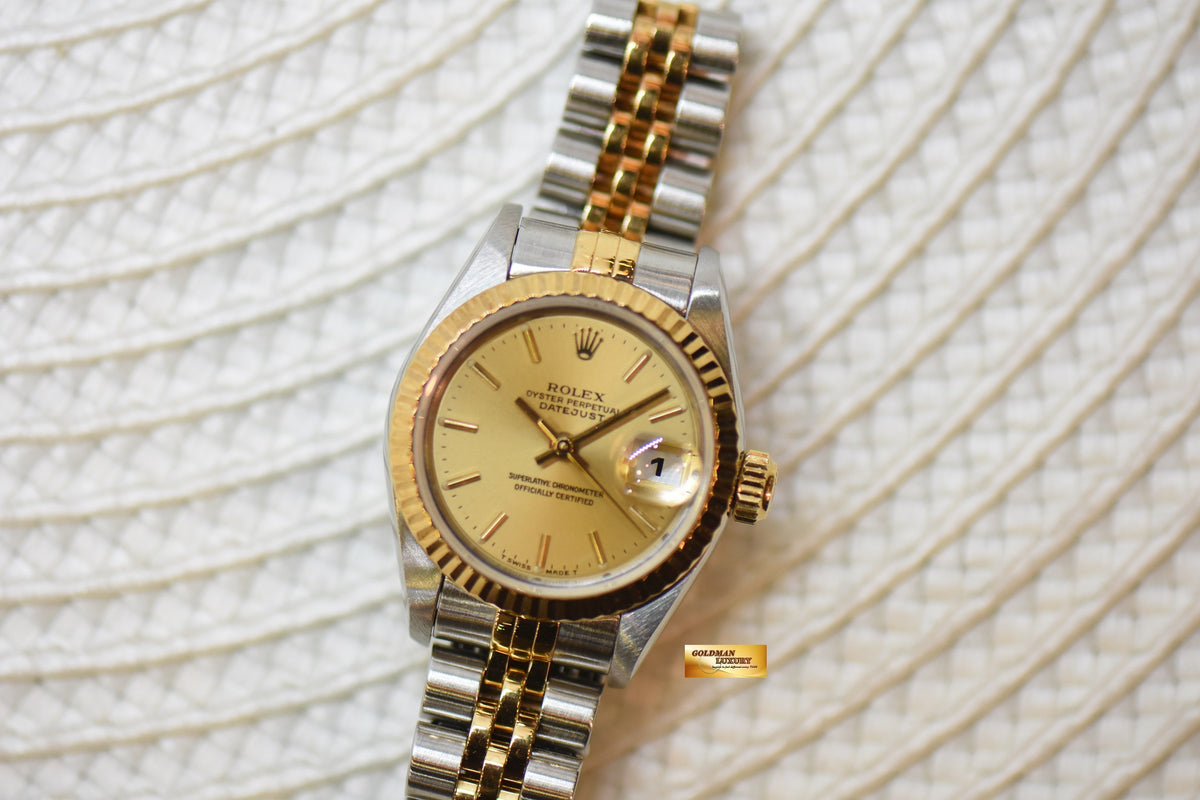 [SOLD] ROLEX OYSTER DATEJUST 26mm HALF-GOLD IN JUBILEE BRACELET CHAMPAGNE DIAL 69173 (MINT)