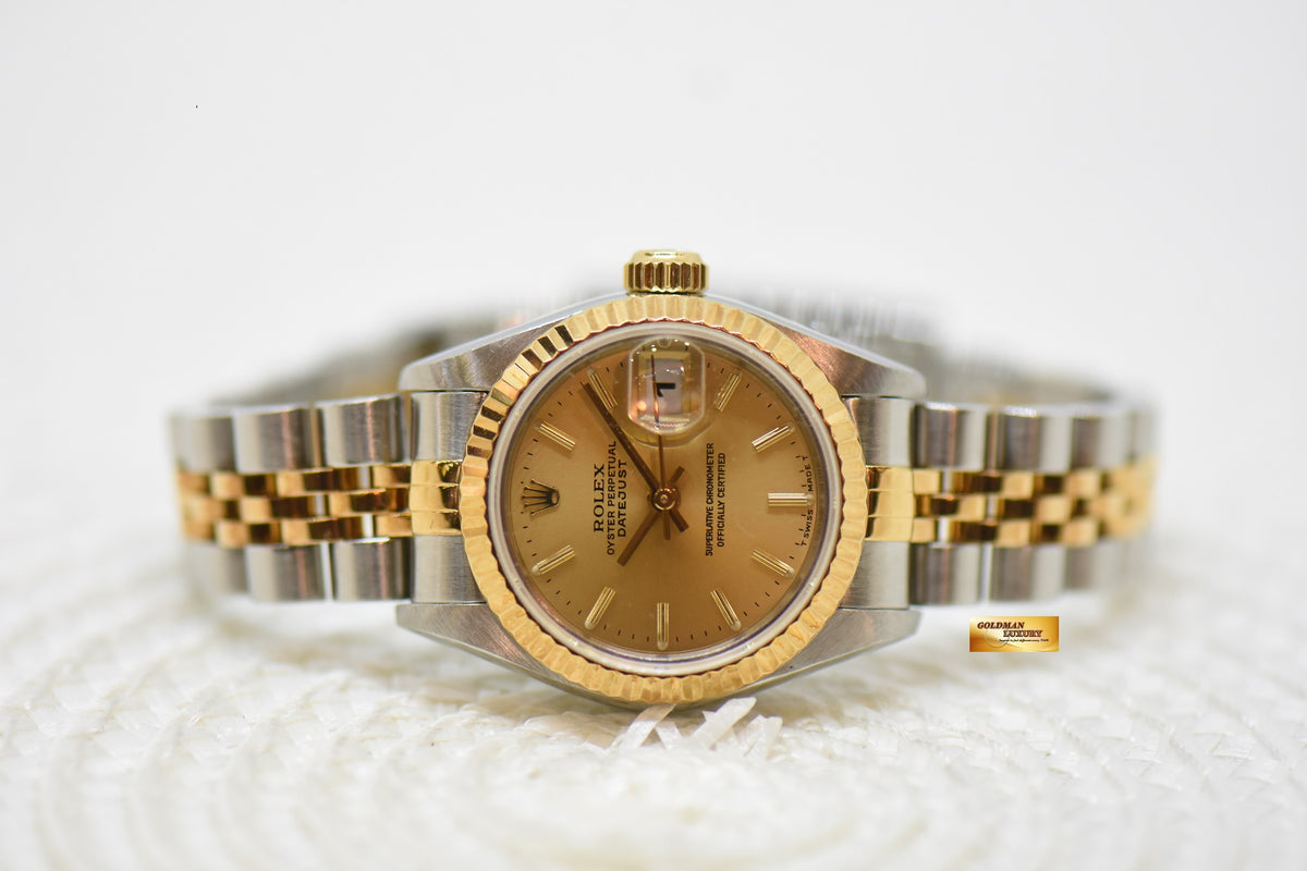 [SOLD] ROLEX OYSTER DATEJUST 26mm HALF-GOLD IN JUBILEE BRACELET CHAMPAGNE DIAL 69173 (MINT)