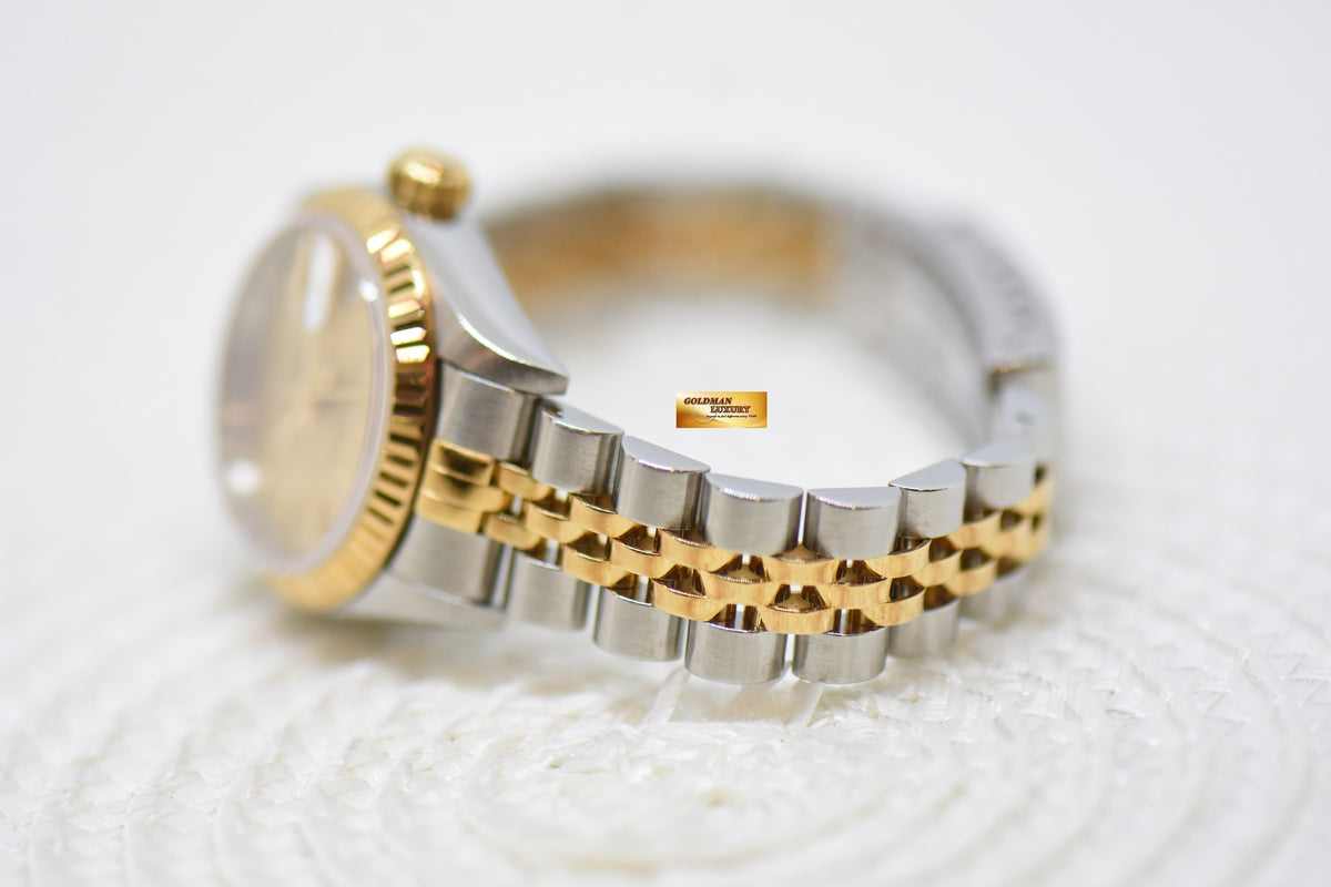 [SOLD] ROLEX OYSTER DATEJUST 26mm HALF-GOLD IN JUBILEE BRACELET CHAMPAGNE DIAL 69173 (MINT)