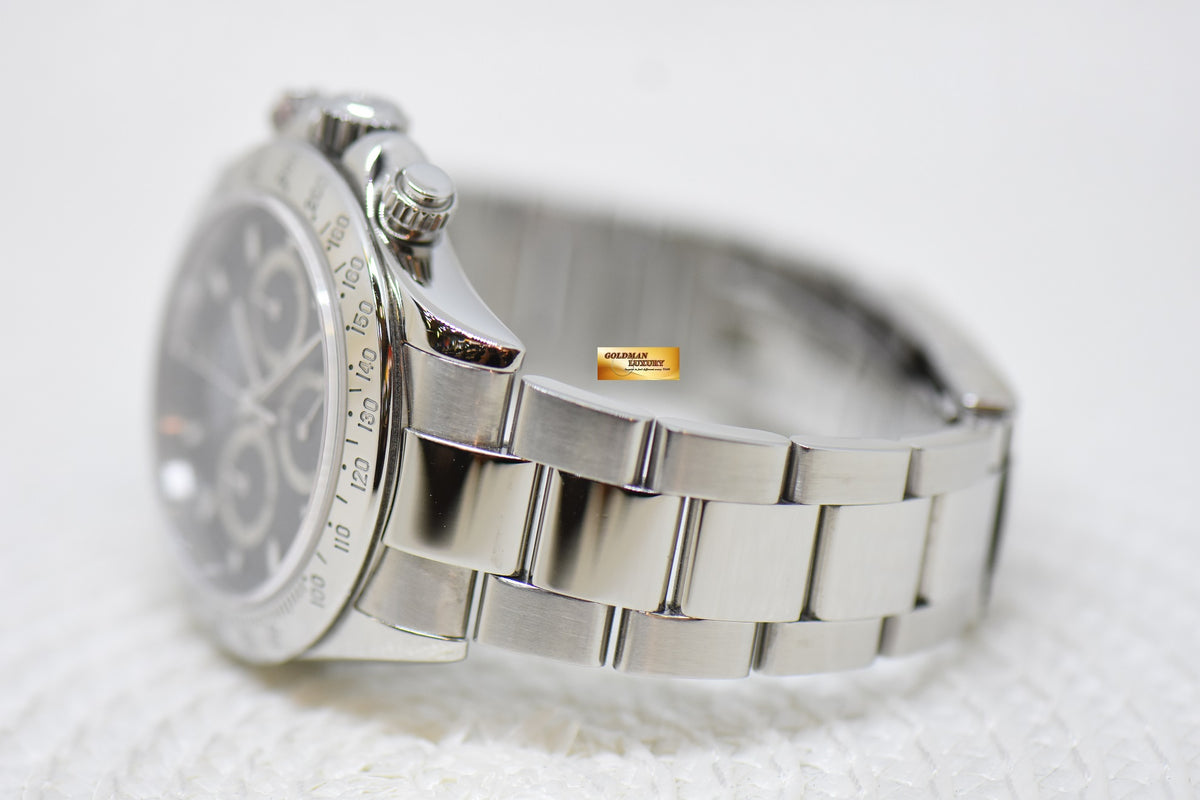 [SOLD] ROLEX OYSTER DAYTONA CHRONOGRAPH 40mm STEEL IN OYSTER BRACELET BLACK DIAL 116520 (GREEN LUME) (SHORT CLASP) (MINT)