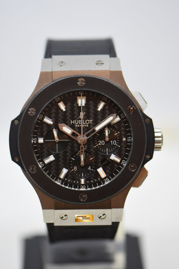 [SOLD] HUBLOT BIG BANG CHRONOGRAPH 44mm STEEL IN RUBBER STRAP CERAMIC BEZEL AUTOMATIC 301.SM.1770.GR (MINT)