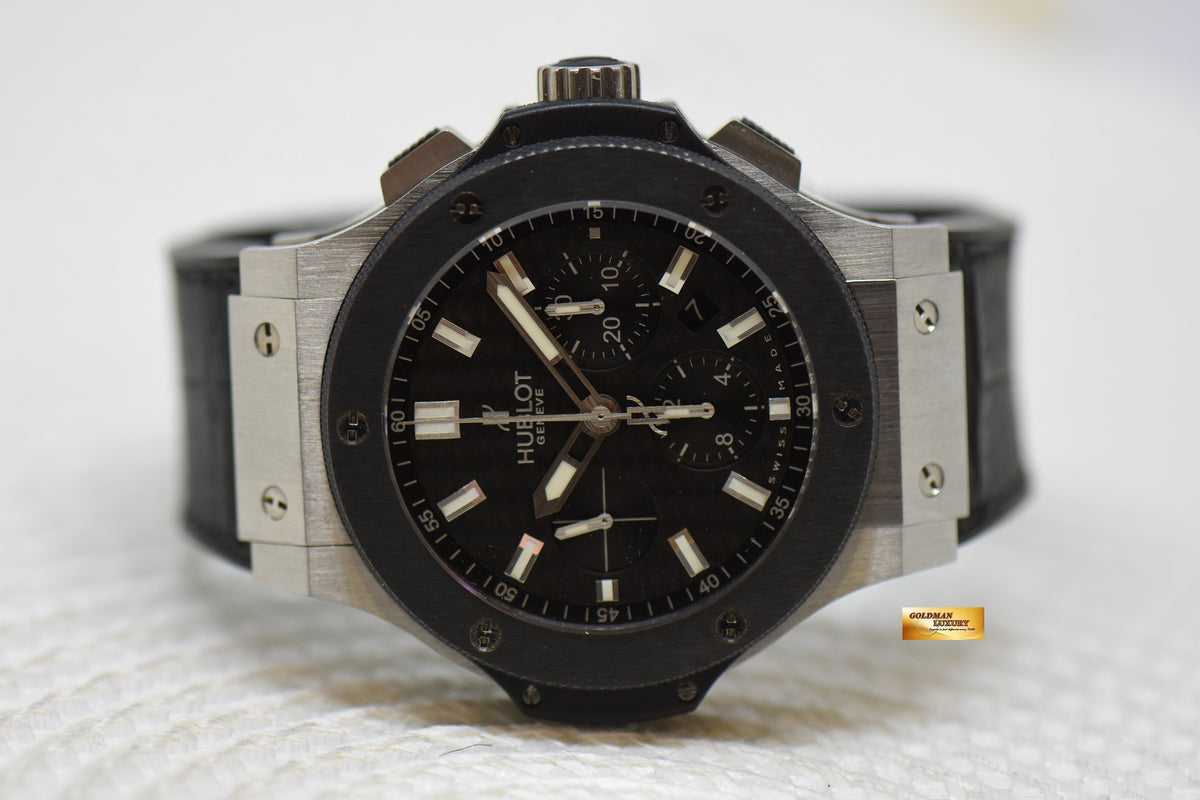 [SOLD] HUBLOT BIG BANG CHRONOGRAPH 44mm STEEL IN RUBBER STRAP CERAMIC BEZEL AUTOMATIC 301.SM.1770.GR (MINT)