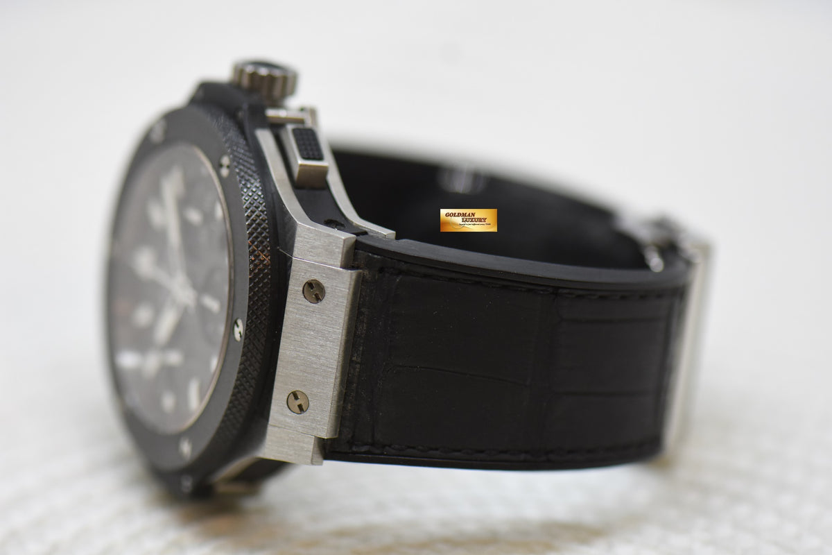 [SOLD] HUBLOT BIG BANG CHRONOGRAPH 44mm STEEL IN RUBBER STRAP CERAMIC BEZEL AUTOMATIC 301.SM.1770.GR (MINT)