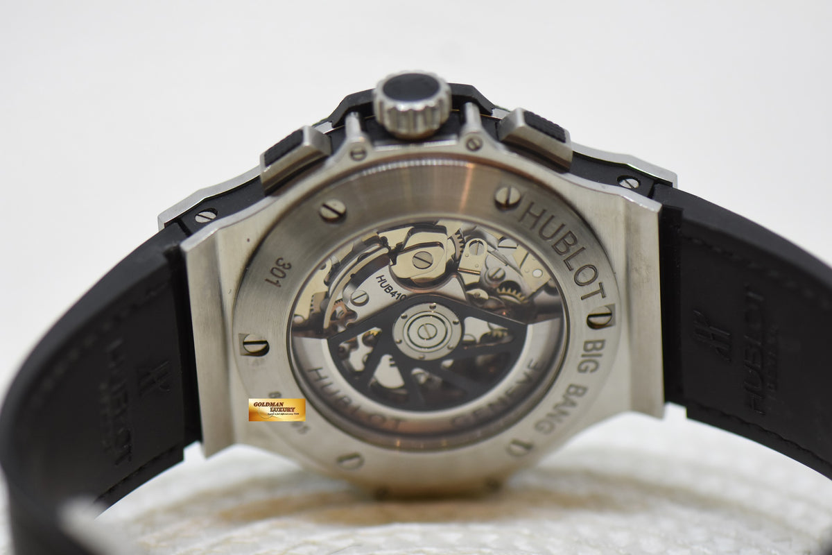 [SOLD] HUBLOT BIG BANG CHRONOGRAPH 44mm STEEL IN RUBBER STRAP CERAMIC BEZEL AUTOMATIC 301.SM.1770.GR (MINT)