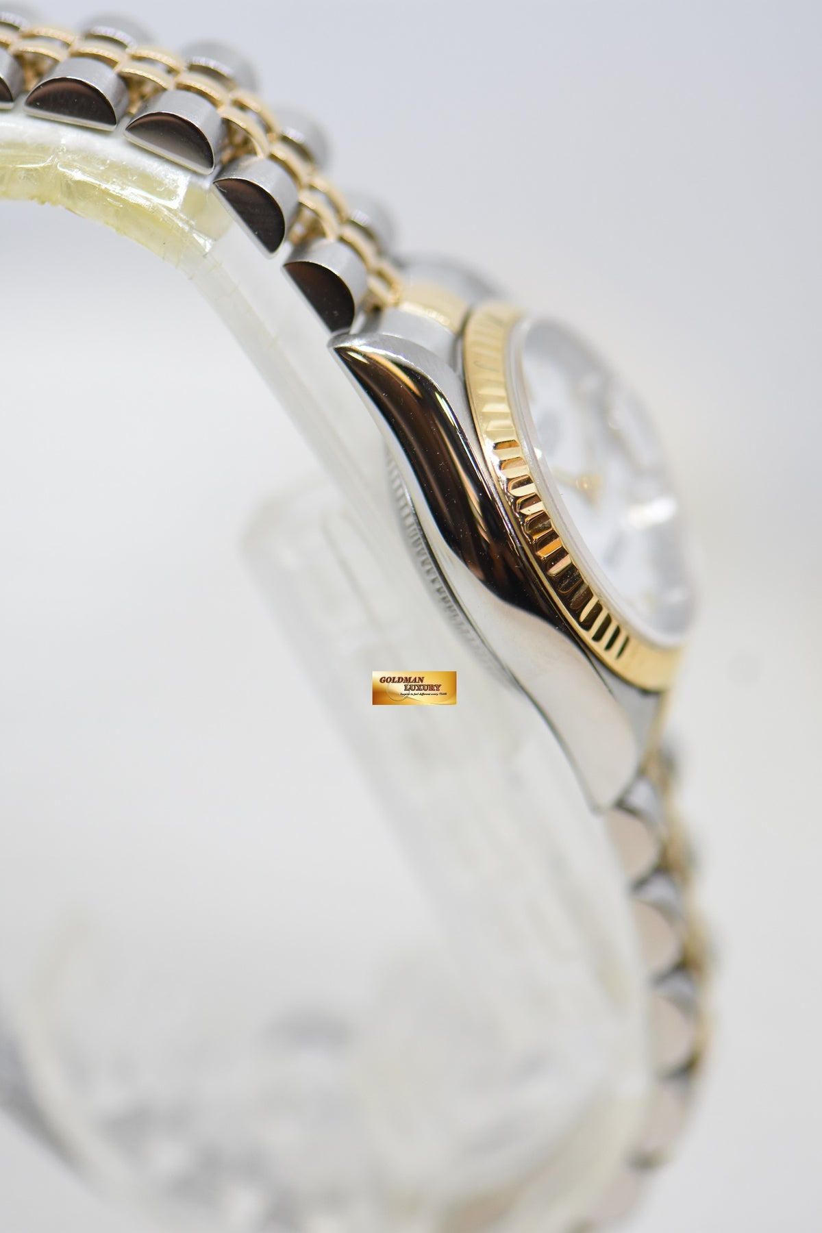 [SOLD] ROLEX OYSTER DATEJUST 26mm HALF-GOLD IN JUBILEE BRACELET WHITE ROMAN DIAL 69173 (MINT)