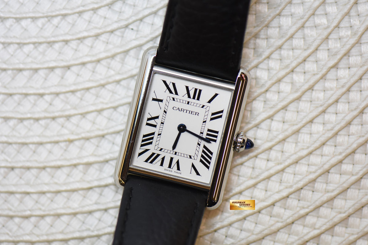 [SOLD] CARTIER TANK MUST LARGE STEEL IN LEATHER QUARTZ WSTA0041 (LNIB)
