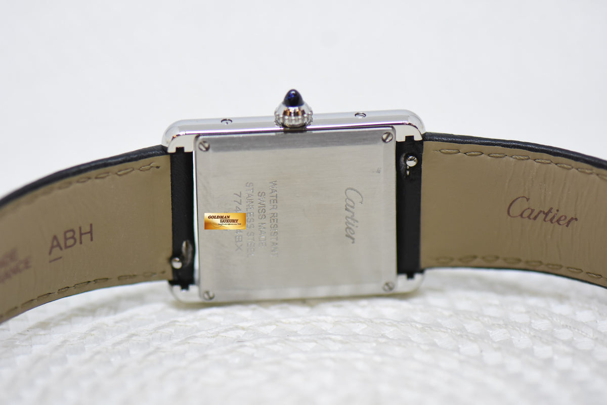 [SOLD] CARTIER TANK MUST LARGE STEEL IN LEATHER QUARTZ WSTA0041 (LNIB)