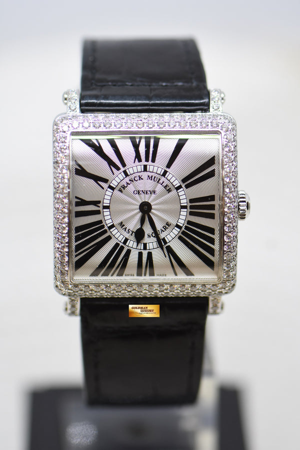 [SOLD] FRANCK MULLER MASTER SQUARE LADIES 2 ROWS DIAMONDS STEEL IN LEATHER STRAP QUARTZ 6002M QZRD (MINT)