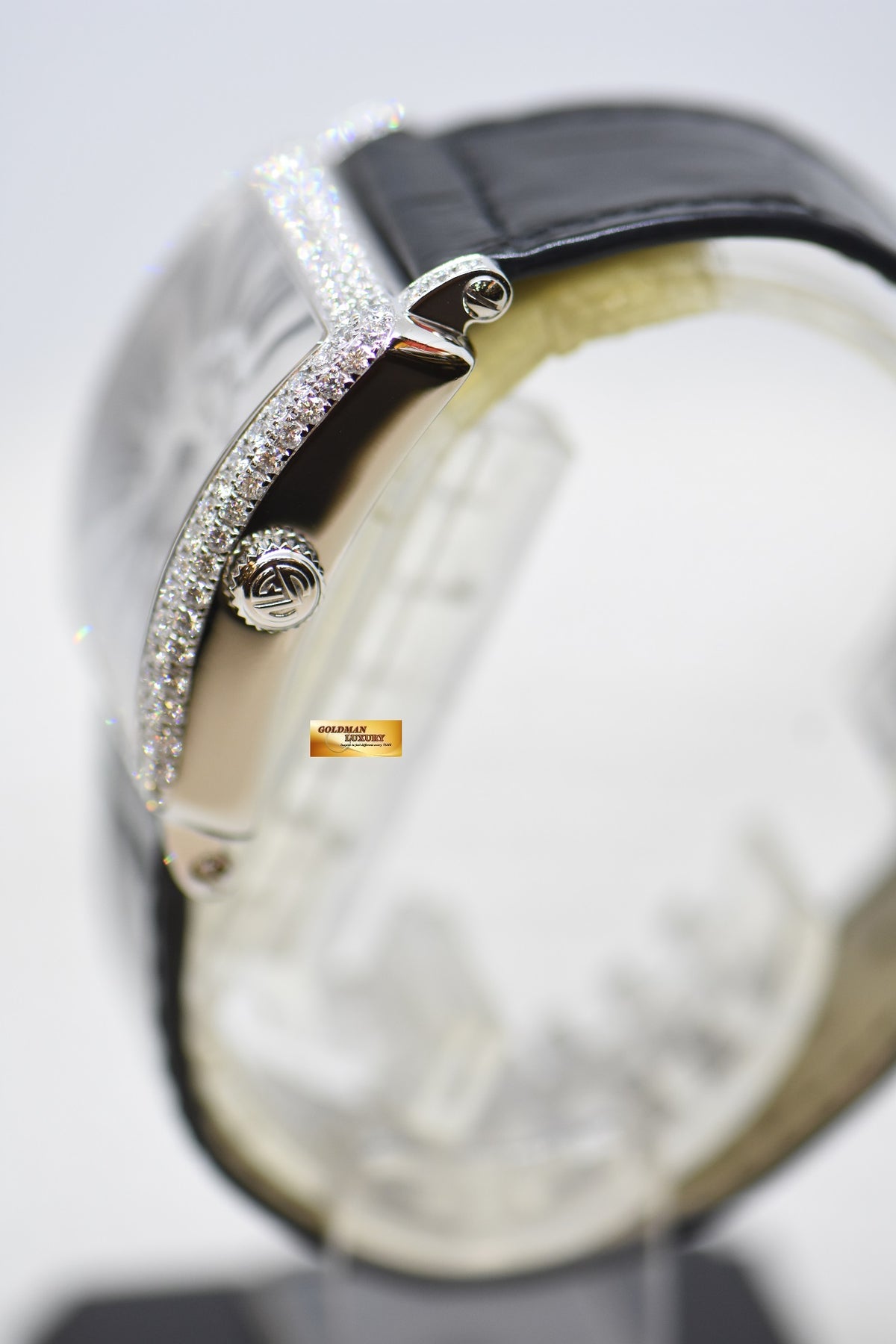 [SOLD] FRANCK MULLER MASTER SQUARE LADIES 2 ROWS DIAMONDS STEEL IN LEATHER STRAP QUARTZ 6002M QZRD (MINT)