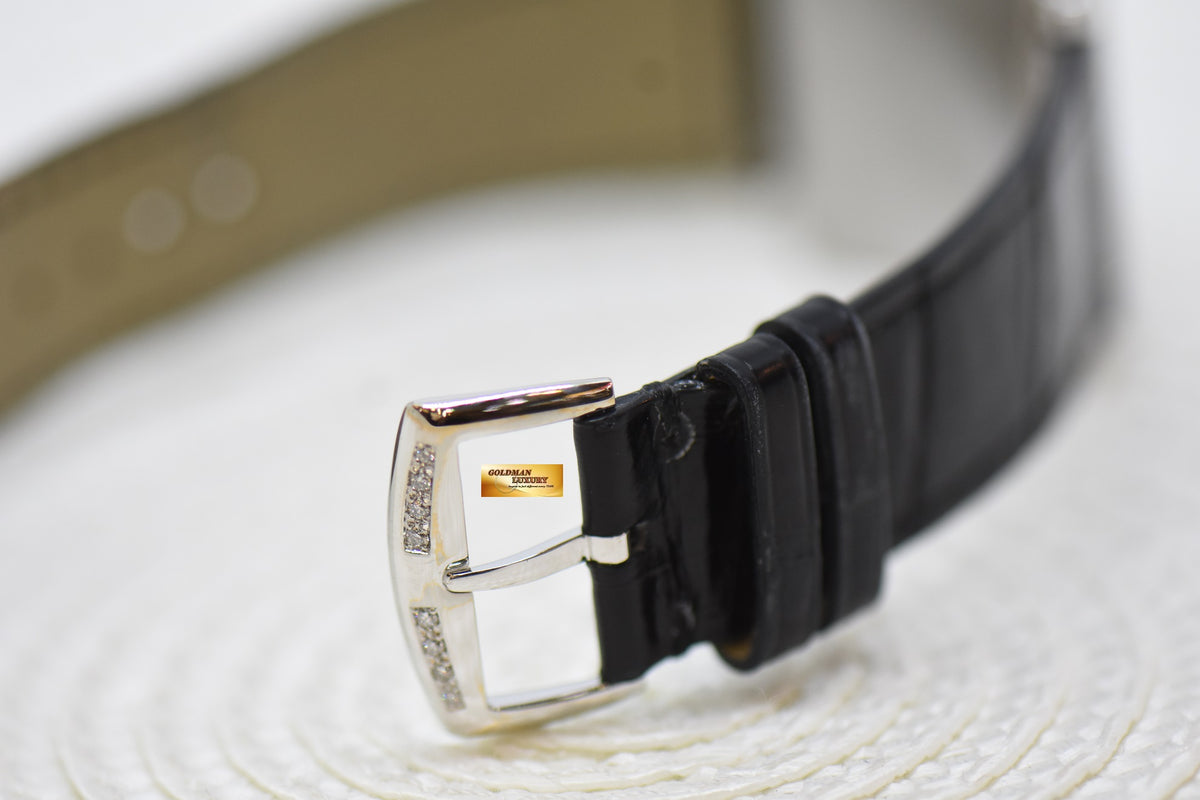 [SOLD] FRANCK MULLER MASTER SQUARE LADIES 2 ROWS DIAMONDS STEEL IN LEATHER STRAP QUARTZ 6002M QZRD (MINT)