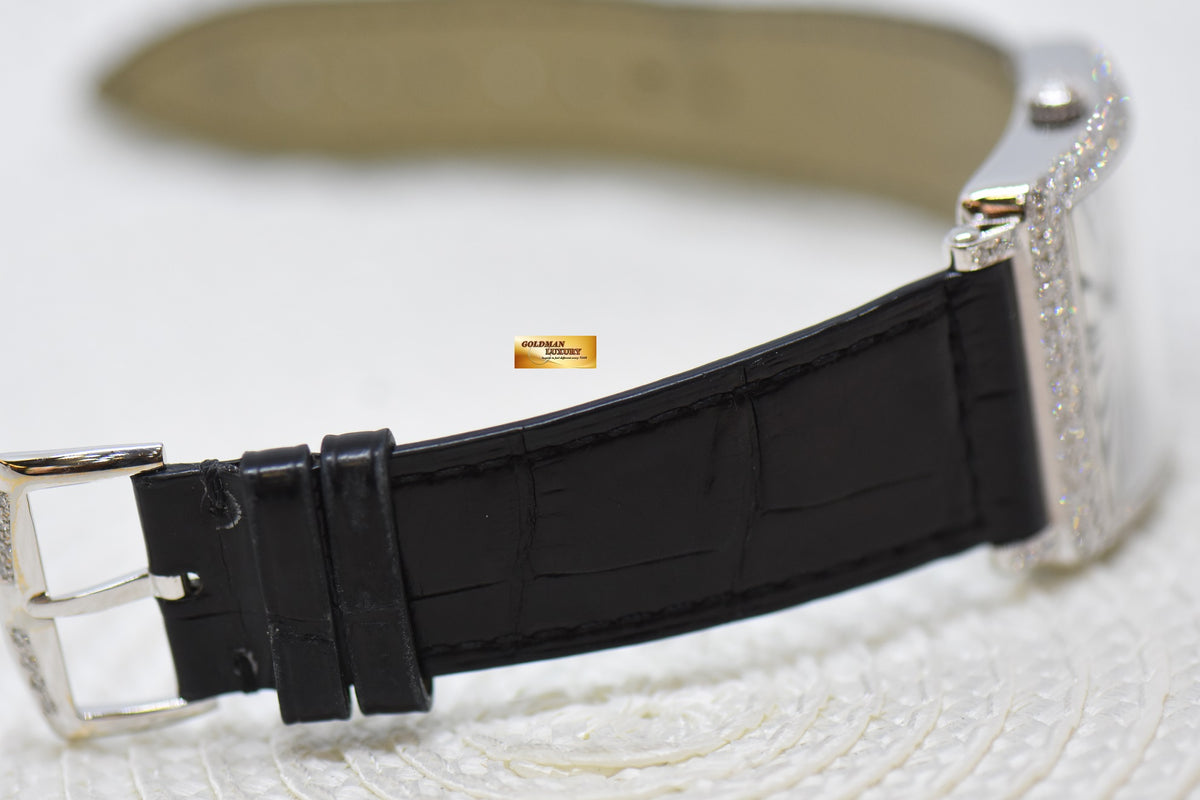 [SOLD] FRANCK MULLER MASTER SQUARE LADIES 2 ROWS DIAMONDS STEEL IN LEATHER STRAP QUARTZ 6002M QZRD (MINT)