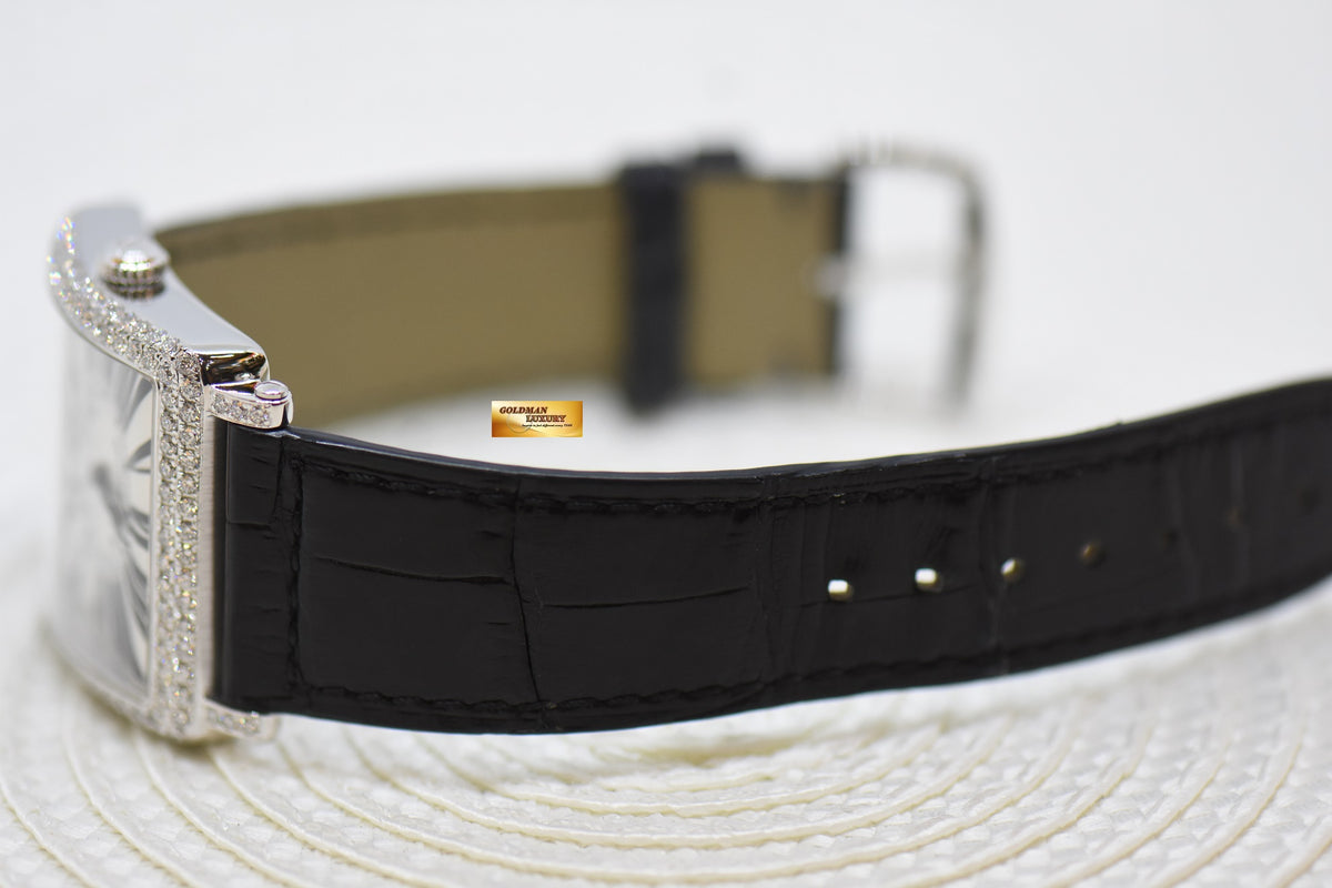 [SOLD] FRANCK MULLER MASTER SQUARE LADIES 2 ROWS DIAMONDS STEEL IN LEATHER STRAP QUARTZ 6002M QZRD (MINT)