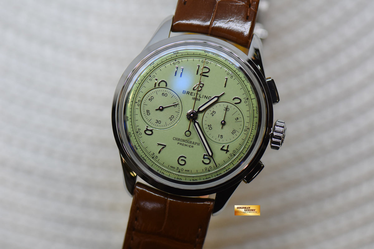 [SOLD] BREITLING PREMIER B09 CHRONOGRAPH 40 STEEL PISTACHIO GREEN MANUAL WINDING AB0930 (LNIB)