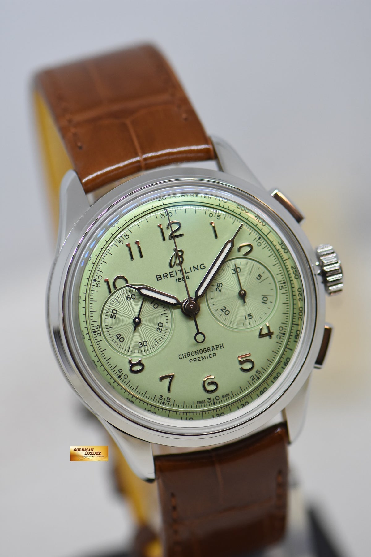 [SOLD] BREITLING PREMIER B09 CHRONOGRAPH 40 STEEL PISTACHIO GREEN MANUAL WINDING AB0930 (LNIB)