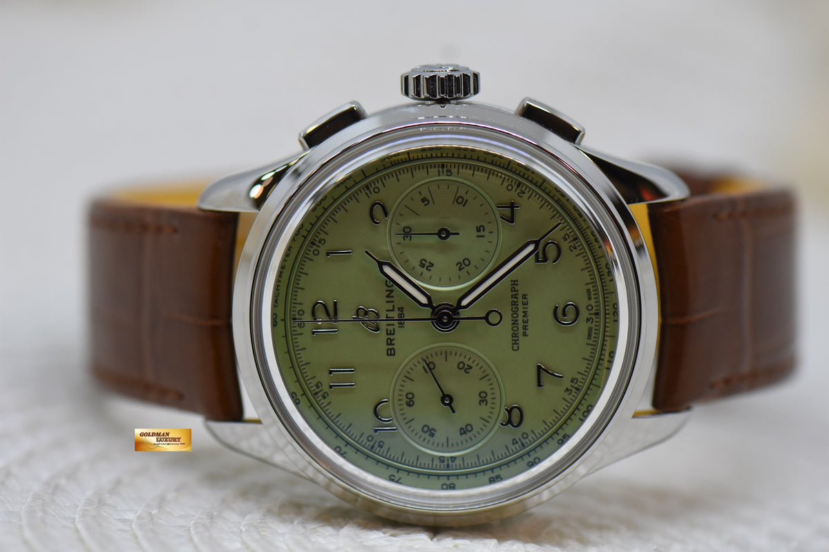 [SOLD] BREITLING PREMIER B09 CHRONOGRAPH 40 STEEL PISTACHIO GREEN MANUAL WINDING AB0930 (LNIB)