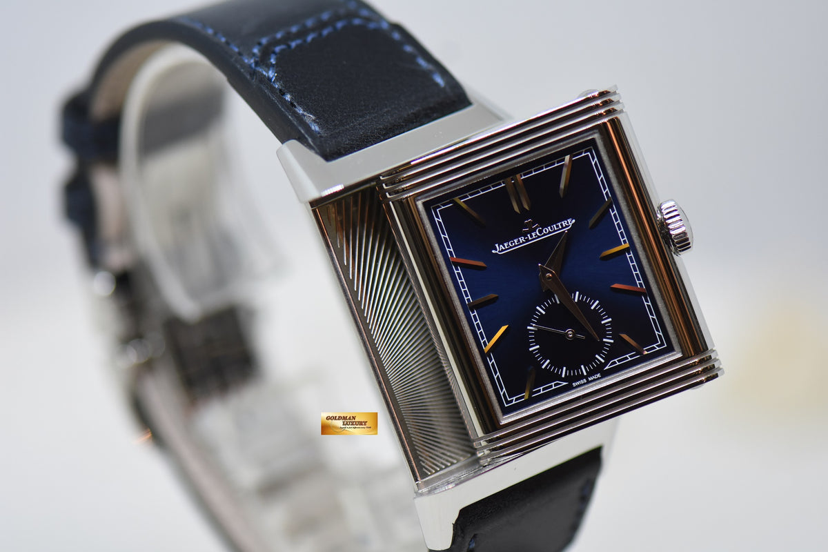[SOLD] JAEGER Le-COULTRE REVERSO TRIBUTE MONOFACE SMALL SECONDS STEEL LEATHER BLUE MANUAL Q3978480 (LNIB)