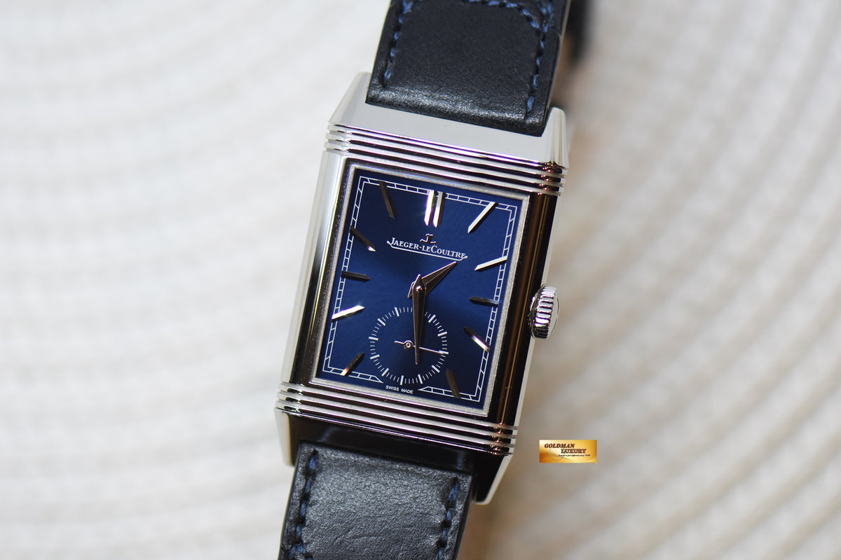 [SOLD] JAEGER Le-COULTRE REVERSO TRIBUTE MONOFACE SMALL SECONDS STEEL LEATHER BLUE MANUAL Q3978480 (LNIB)