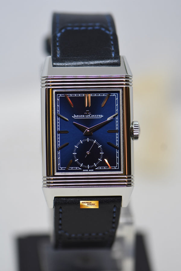 [SOLD] JAEGER Le-COULTRE REVERSO TRIBUTE MONOFACE SMALL SECONDS STEEL LEATHER BLUE MANUAL Q3978480 (LNIB)