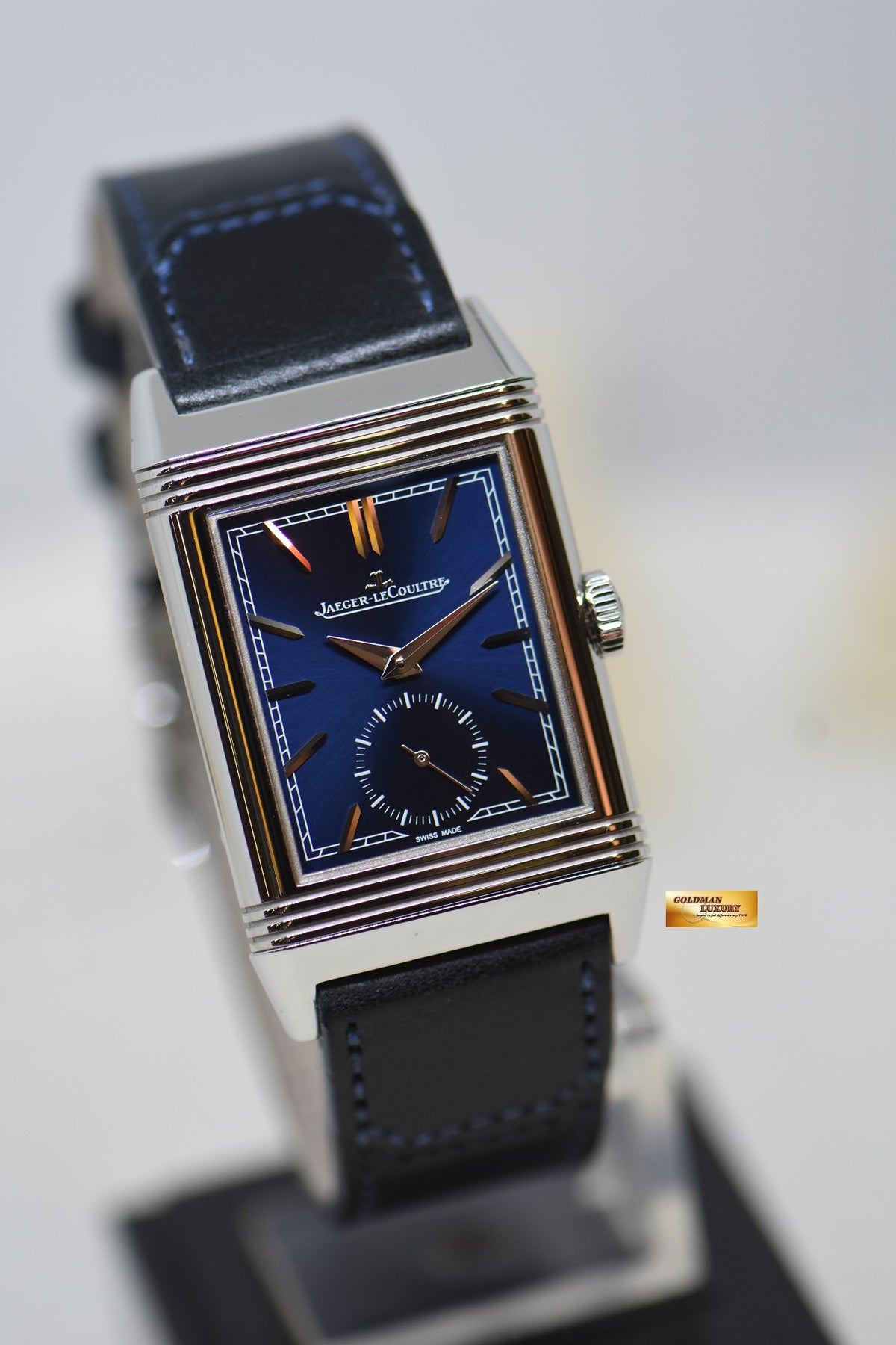 [SOLD] JAEGER Le-COULTRE REVERSO TRIBUTE MONOFACE SMALL SECONDS STEEL LEATHER BLUE MANUAL Q3978480 (LNIB)