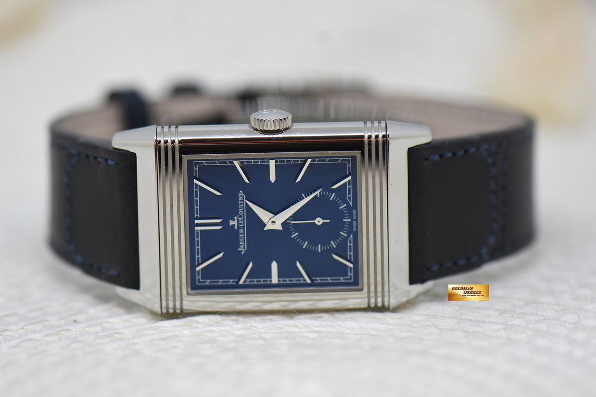 [SOLD] JAEGER Le-COULTRE REVERSO TRIBUTE MONOFACE SMALL SECONDS STEEL LEATHER BLUE MANUAL Q3978480 (LNIB)