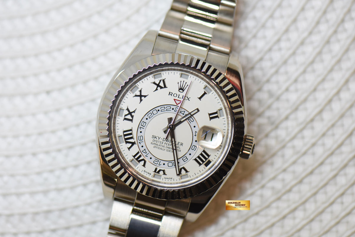 [SOLD] ROLEX OYSTER PERPETUAL SKY-DWELLER 42mm ANNUAL CALENDAR GMT WHITE GOLD WHITE DIAL 326939 (MINT)
