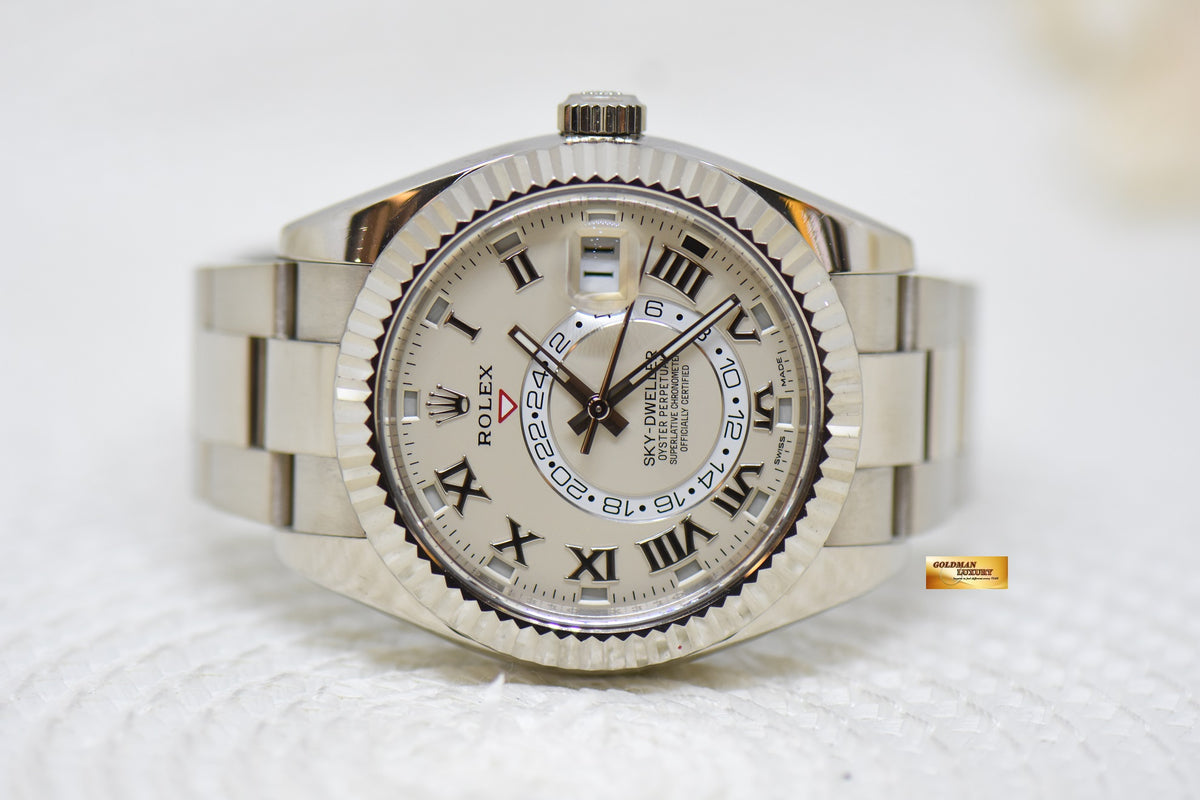 [SOLD] ROLEX OYSTER PERPETUAL SKY-DWELLER 42mm ANNUAL CALENDAR GMT WHITE GOLD WHITE DIAL 326939 (MINT)