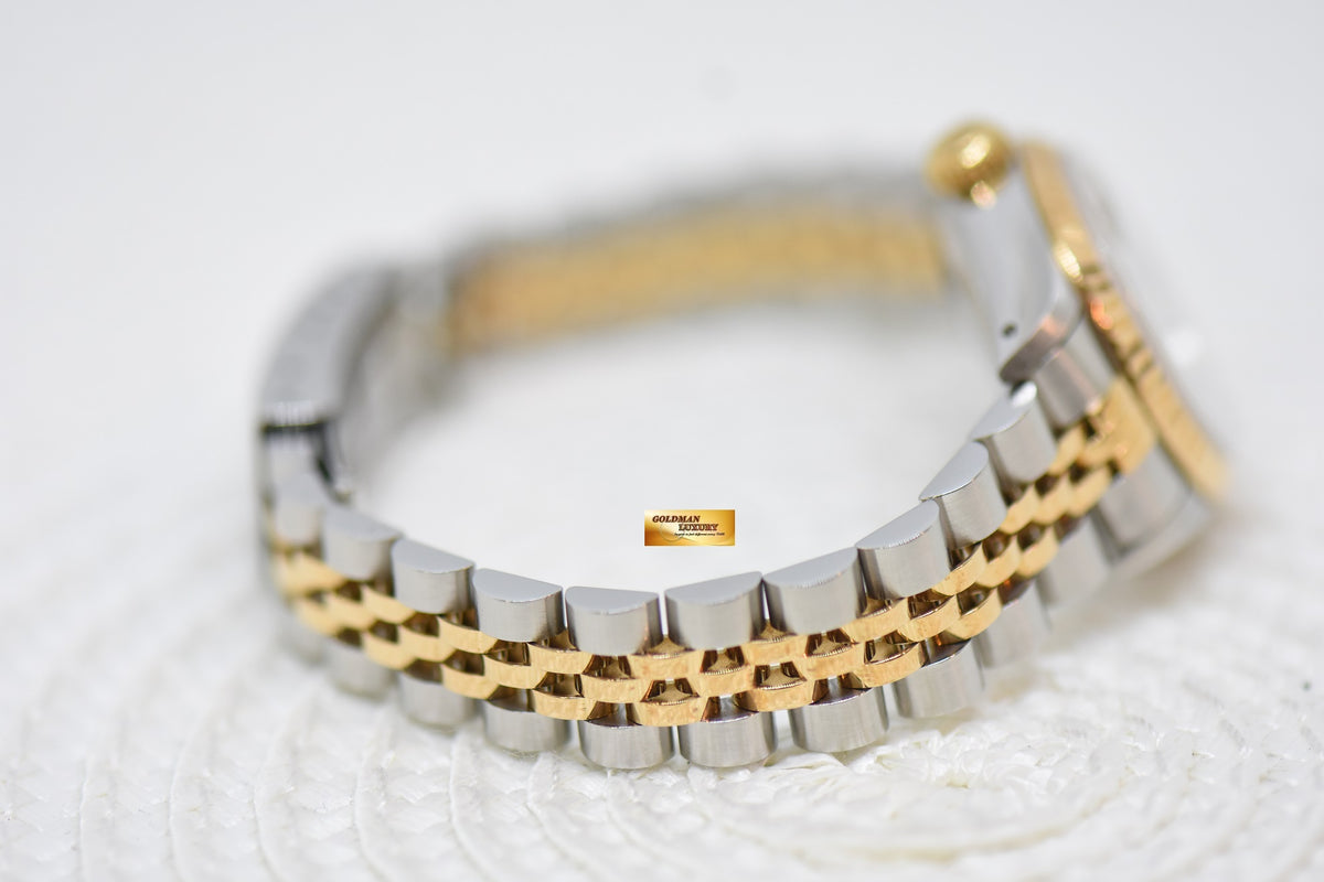 [SOLD] ROLEX OYSTER DATEJUST 26mm HALF-GOLD IN JUBILEE BRACELET SILVER DIAMOND DIAL 69173 (MINT)