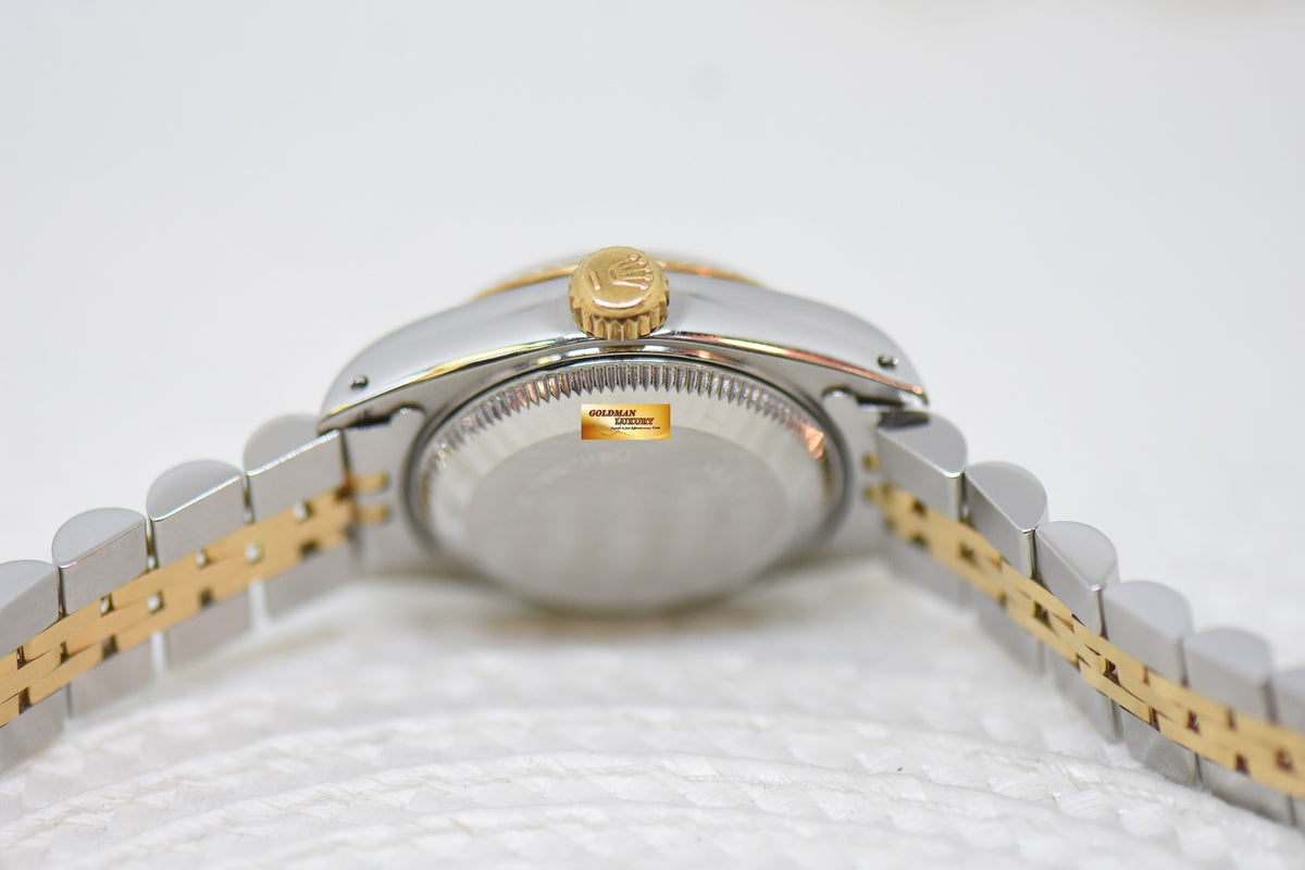 [SOLD] ROLEX OYSTER DATEJUST 26mm HALF-GOLD IN JUBILEE BRACELET SILVER DIAMOND DIAL 69173 (MINT)