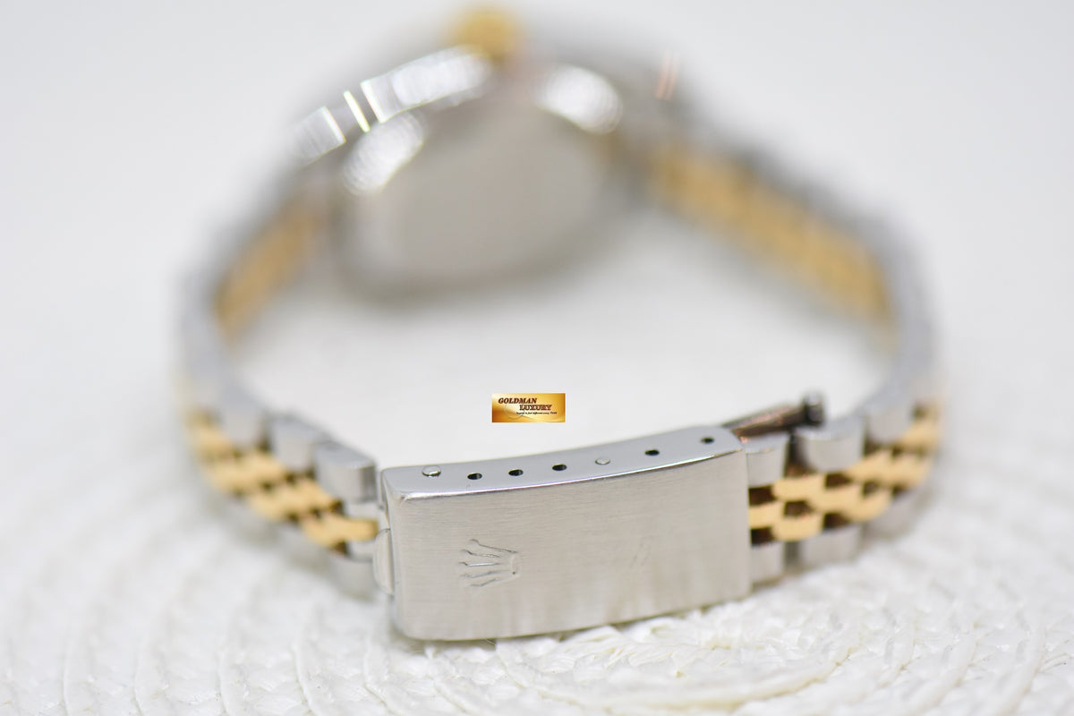 [SOLD] ROLEX OYSTER DATEJUST 26mm HALF-GOLD IN JUBILEE BRACELET SILVER DIAMOND DIAL 69173 (MINT)