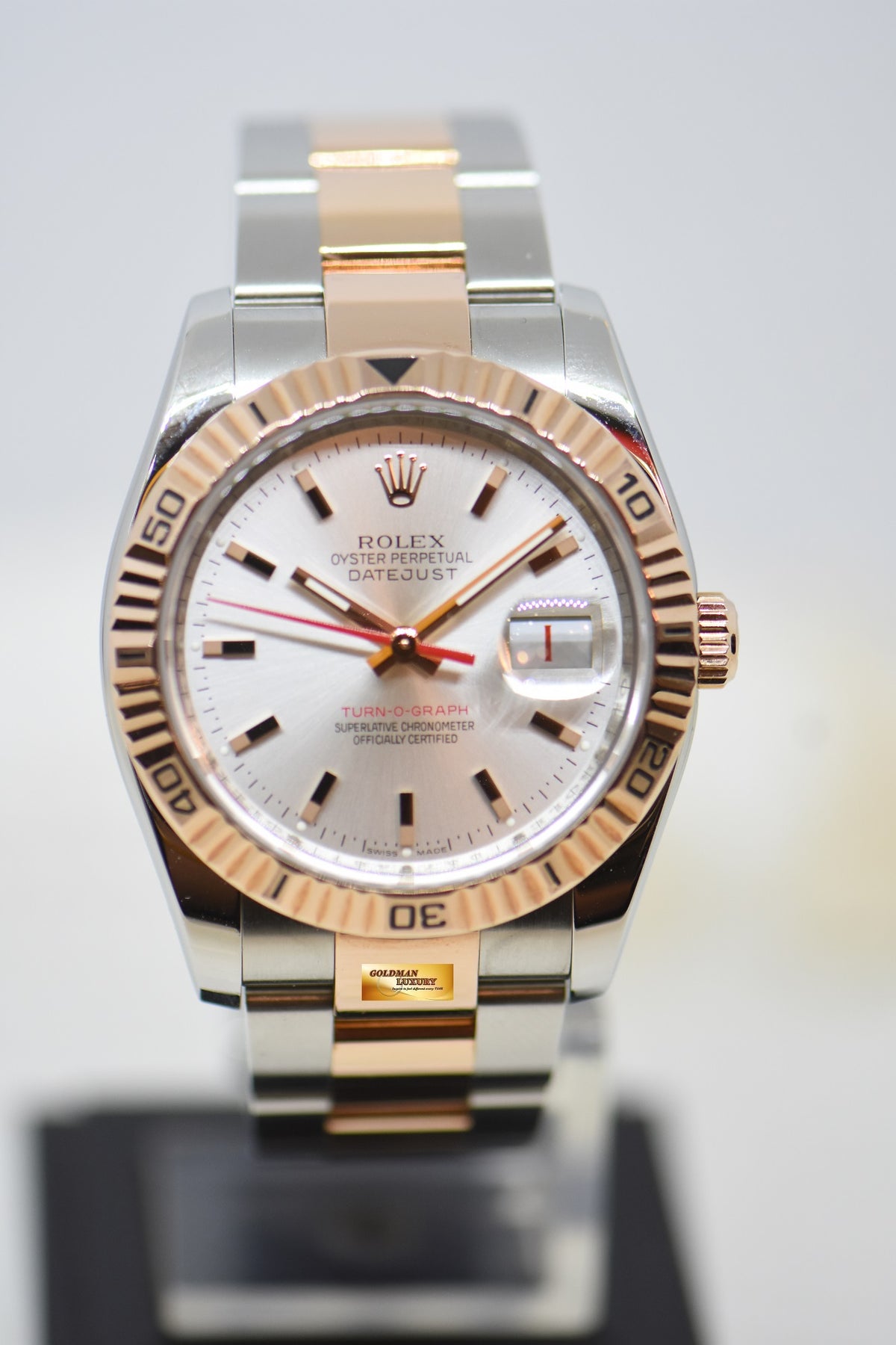 [SOLD] ROLEX OYSTER DATEJUST 36mm TURN-O-GRAPH EVEROSE / STEEL IN OYSTER BRACELET SILVER DIAL 116261 (MINT)