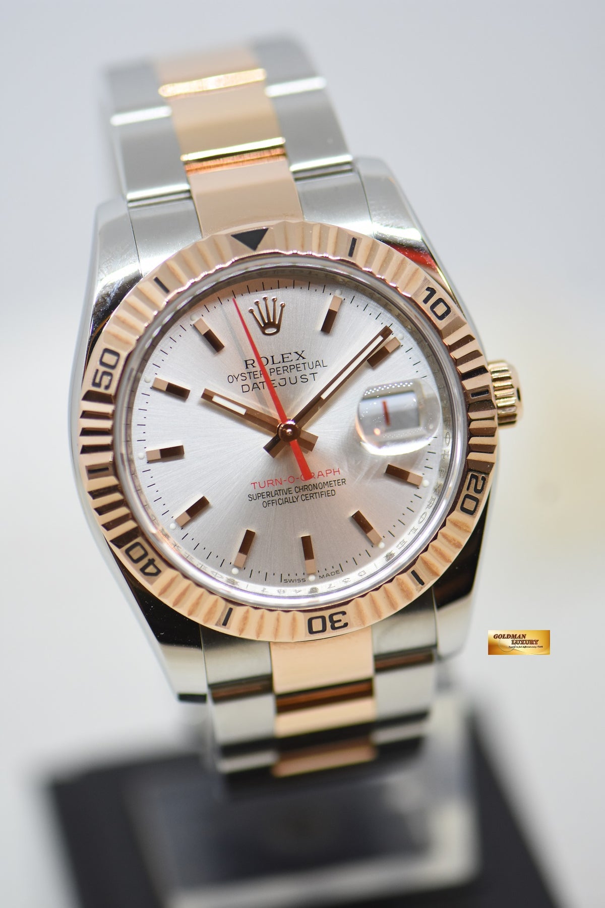 [SOLD] ROLEX OYSTER DATEJUST 36mm TURN-O-GRAPH EVEROSE / STEEL IN OYSTER BRACELET SILVER DIAL 116261 (MINT)