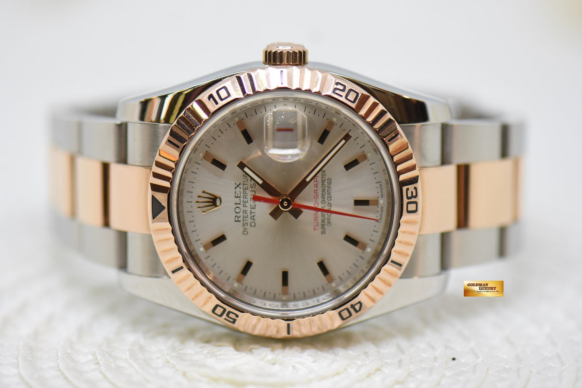 [SOLD] ROLEX OYSTER DATEJUST 36mm TURN-O-GRAPH EVEROSE / STEEL IN OYSTER BRACELET SILVER DIAL 116261 (MINT)