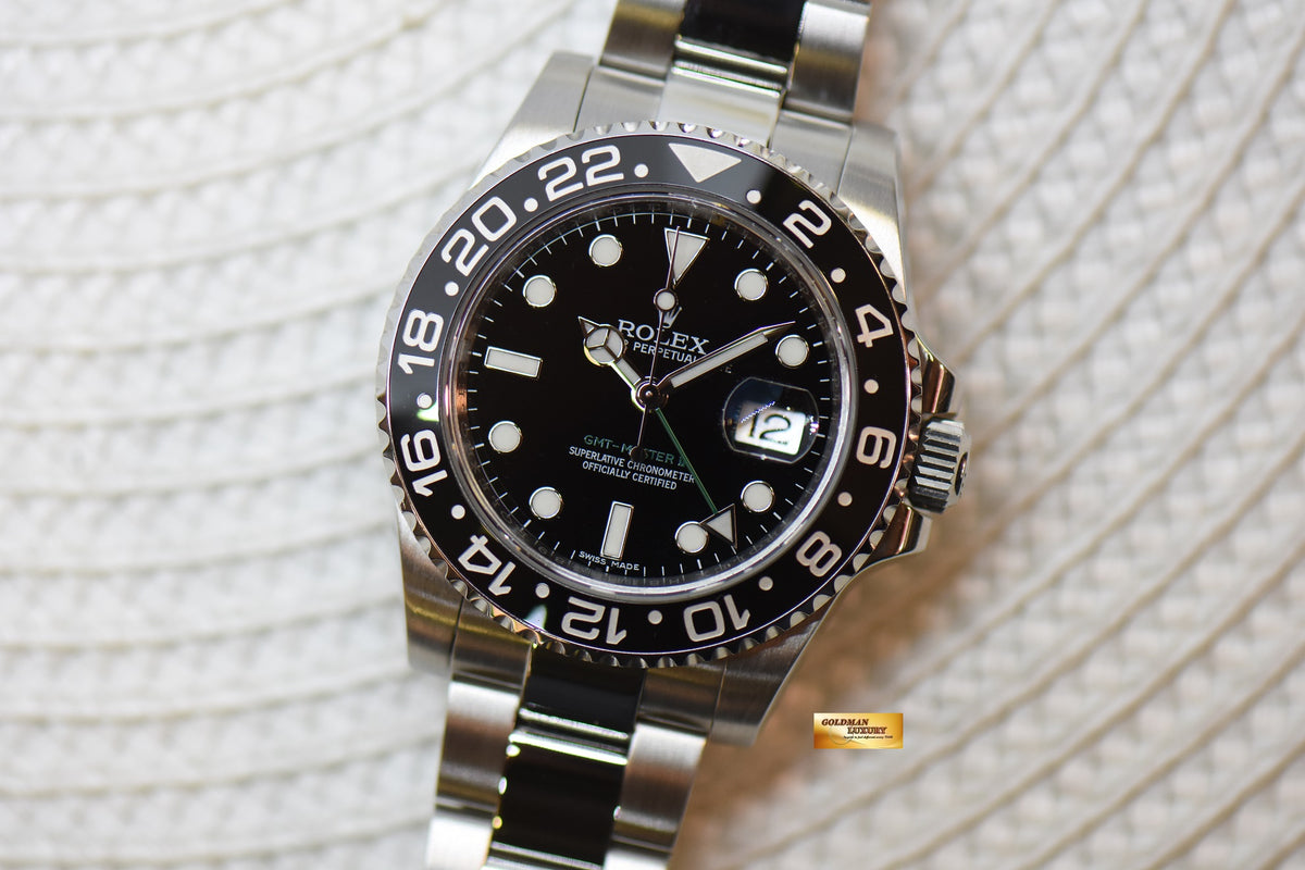 [SOLD] ROLEX OYSTER GMT-MASTER II CERAMIC BLACK STEEL IN OYSTER BRACELET 116710LN (MINT)