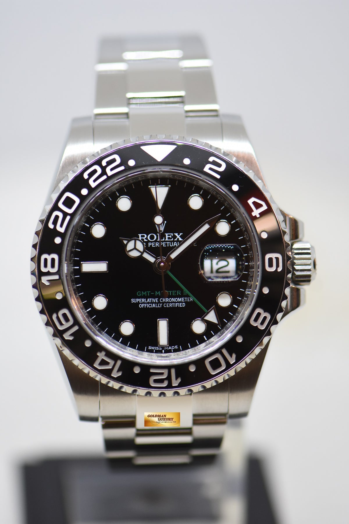 [SOLD] ROLEX OYSTER GMT-MASTER II CERAMIC BLACK STEEL IN OYSTER BRACELET 116710LN (MINT)