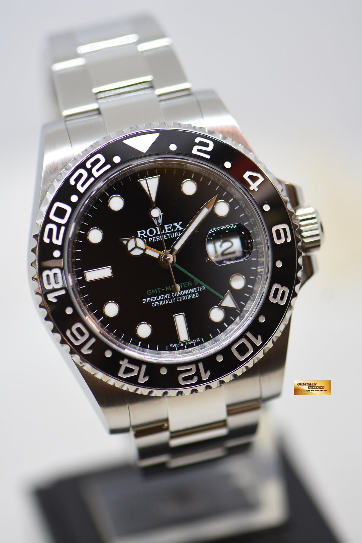 [SOLD] ROLEX OYSTER GMT-MASTER II CERAMIC BLACK STEEL IN OYSTER BRACELET 116710LN (MINT)