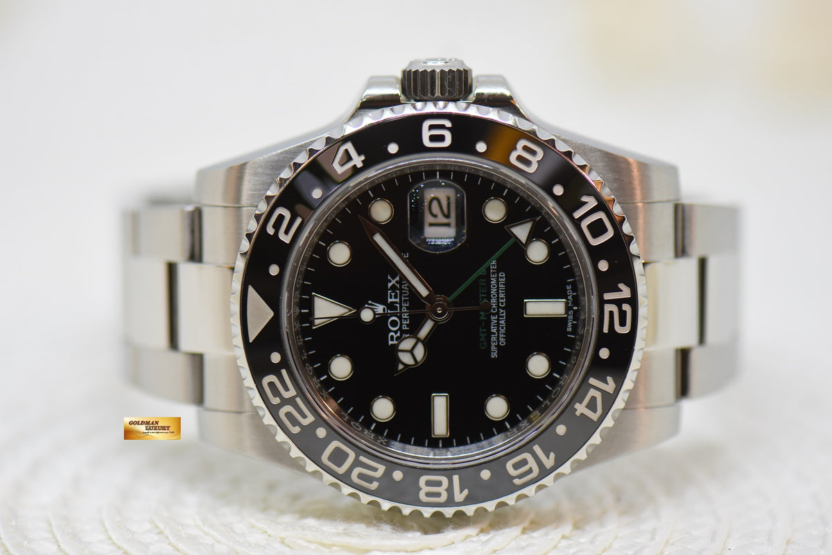 [SOLD] ROLEX OYSTER GMT-MASTER II CERAMIC BLACK STEEL IN OYSTER BRACELET 116710LN (MINT)
