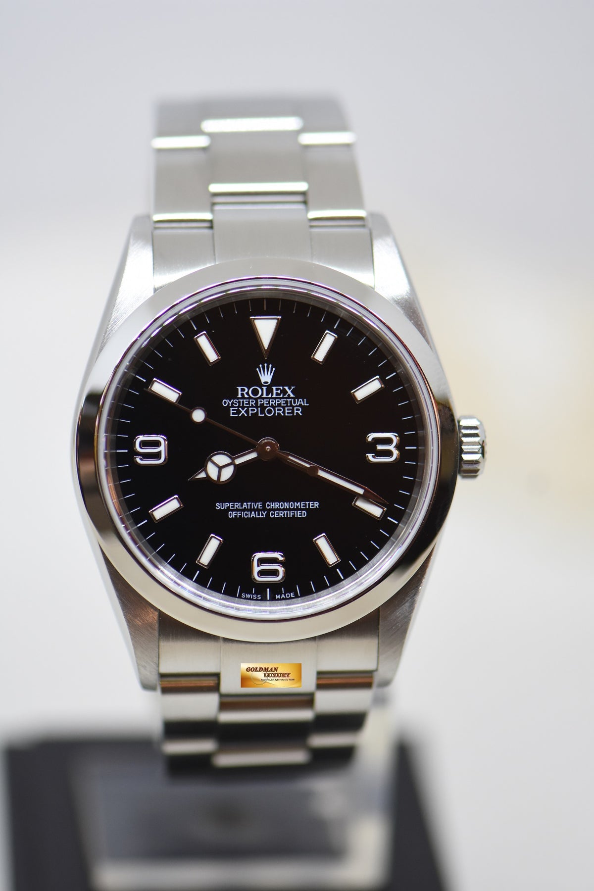 [SOLD] ROLEX OYSTER EXPLORER 1 36mm STEEL IN OYSTER BRACELET “SWISS MADE” DIAL 114270 (MINT)
