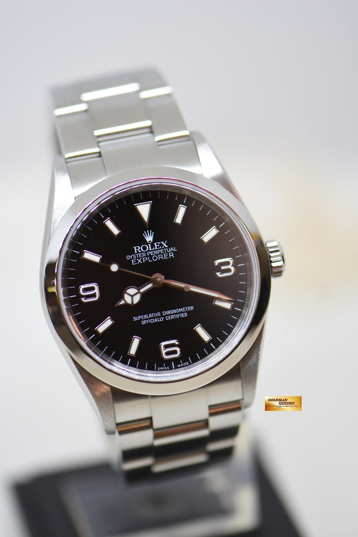 [SOLD] ROLEX OYSTER EXPLORER 1 36mm STEEL IN OYSTER BRACELET “SWISS MADE” DIAL 114270 (MINT)