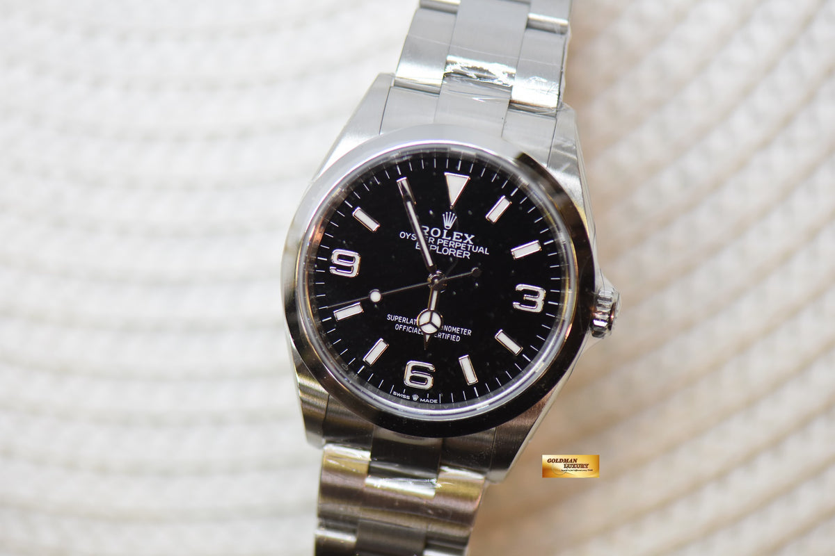 [SOLD] ROLEX OYSTER EXPLORER 1 36mm STEEL IN OYSTER BRACELET BLACK DIAL 124270 (NEW MODEL) (MINT)