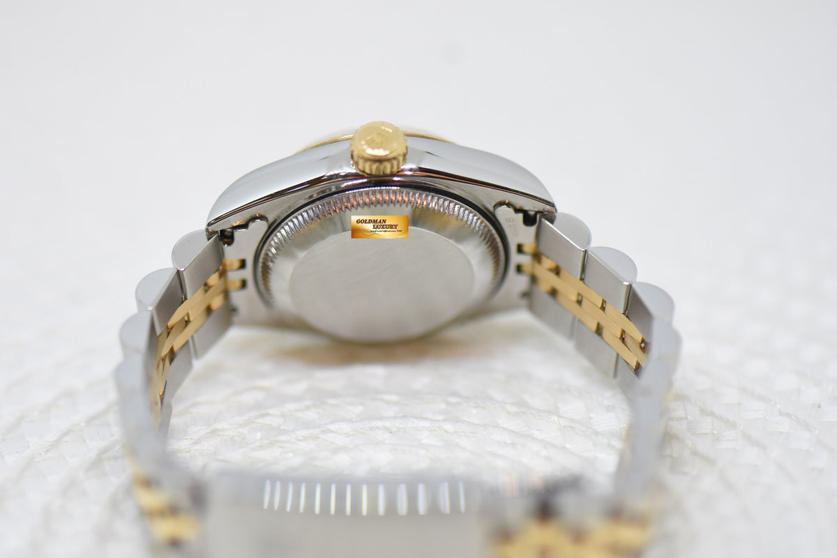 [SOLD] ROLEX OYSTER DATEJUST 26mm HALF-GOLD IN JUBILEE BRACELET GOLD LINEN DIAL 69173 (MINT)