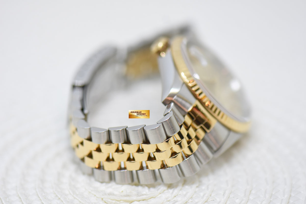 [SOLD] ROLEX OYSTER DATEJUST 36mm HALF-GOLD IN JUBILEE BRACELET GOLD DIAL 16233 (QUICKSET-DATE) (MINT)