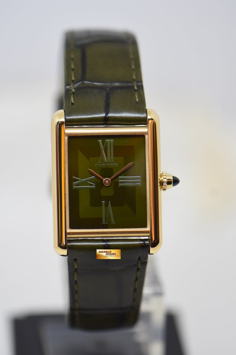 Tank Louis Cartier Watch Small Model, Quartz Movement, Yellow Gold, Leather