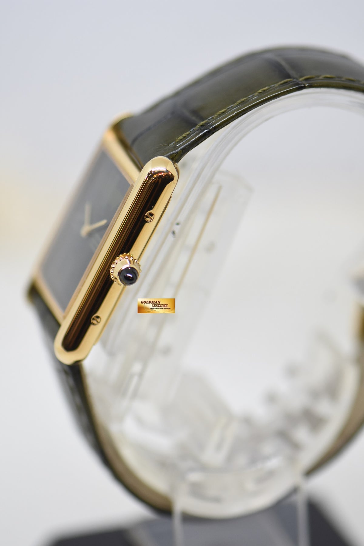 [SOLD] CARTIER TANK LOUIS CARTIER YELLOW GOLD IN LEATHER LARGE MODEL MANUAL WINDING GREEN DIAL JAPAN LIMITED 50Pcs ONLY WGTA0117 (LNIB)