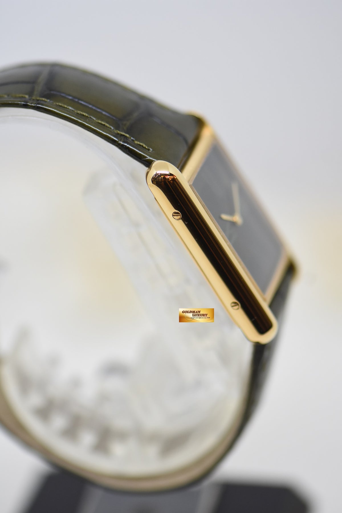 [SOLD] CARTIER TANK LOUIS CARTIER YELLOW GOLD IN LEATHER LARGE MODEL MANUAL WINDING GREEN DIAL JAPAN LIMITED 50Pcs ONLY WGTA0117 (LNIB)